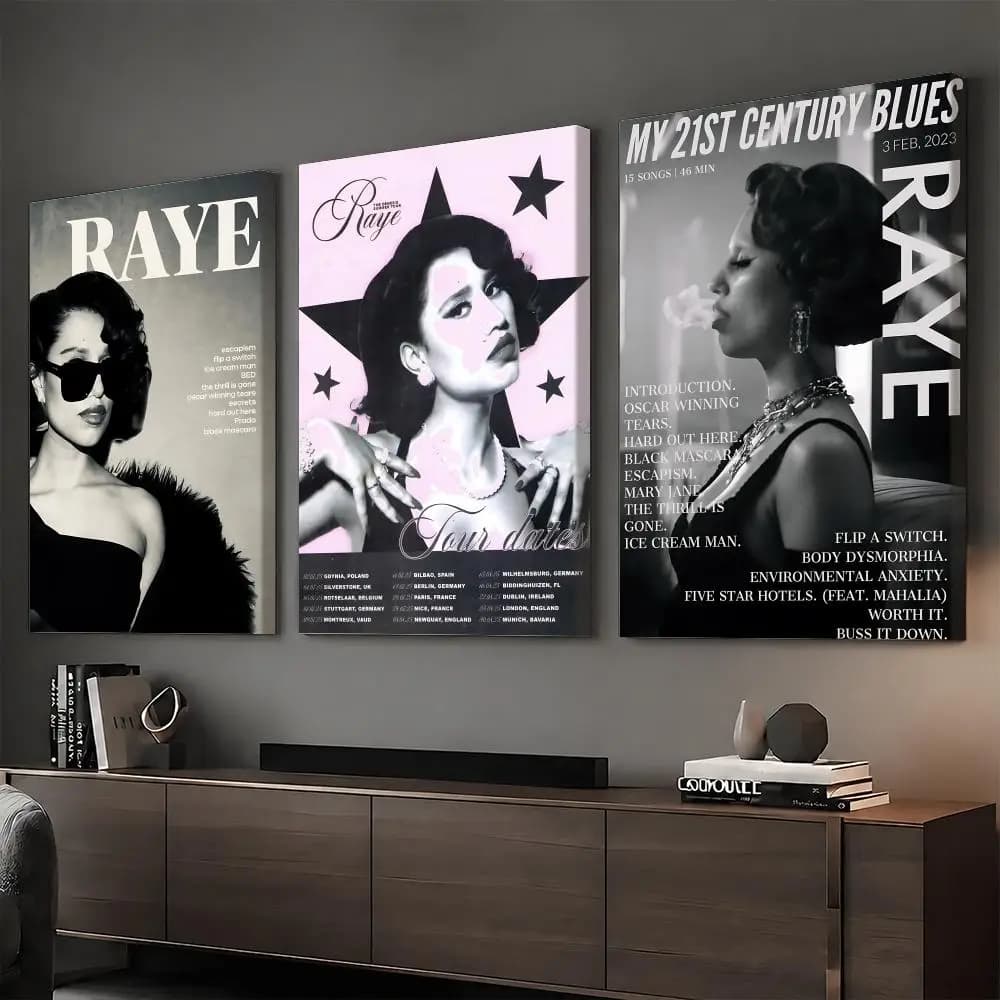 R-RAYE Rapper Album Painting Calligraphy HD Modern Style Inner Frame Canvas Poster Bedroom Room Hallway Wall Art Decor