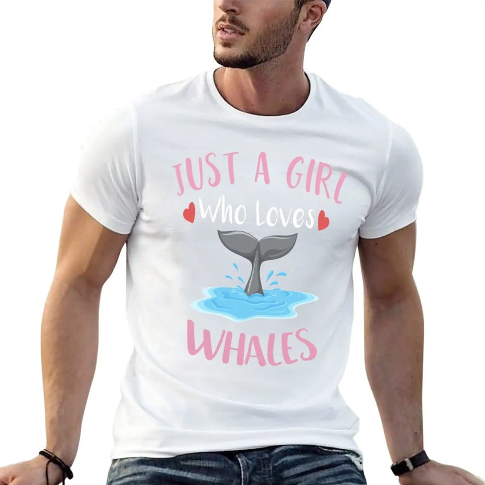 Funny Whale Just A Girl Who Loves Whales T-Shirt animal prinfor boys aesthetic clothes fruit of the loom mens t shirts