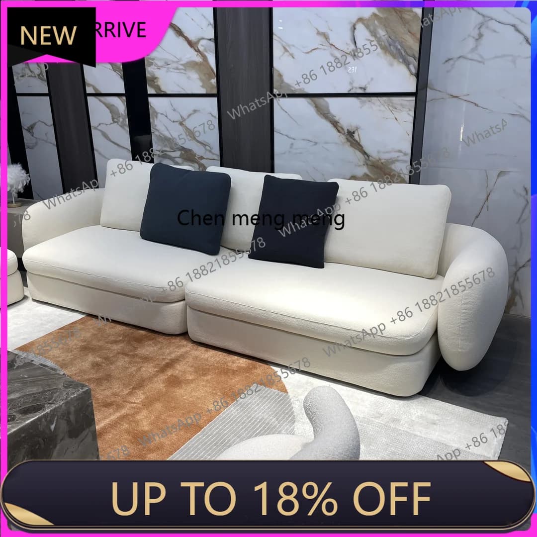 M78 Lamb wool large flat-floor villa living room, curved fabric corner combination