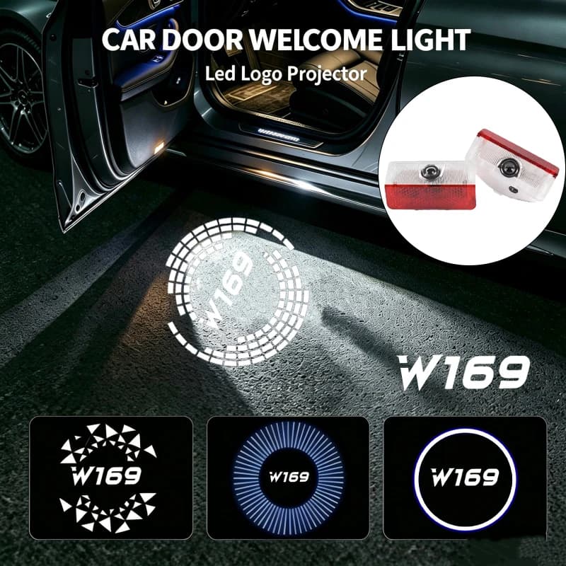 2PCS LED Car Door Welcome Ghost Shadow Courtesy Emblem Projector Lamps for Mercedes Benz A Class W169 2004‑2011 Auto Accessories