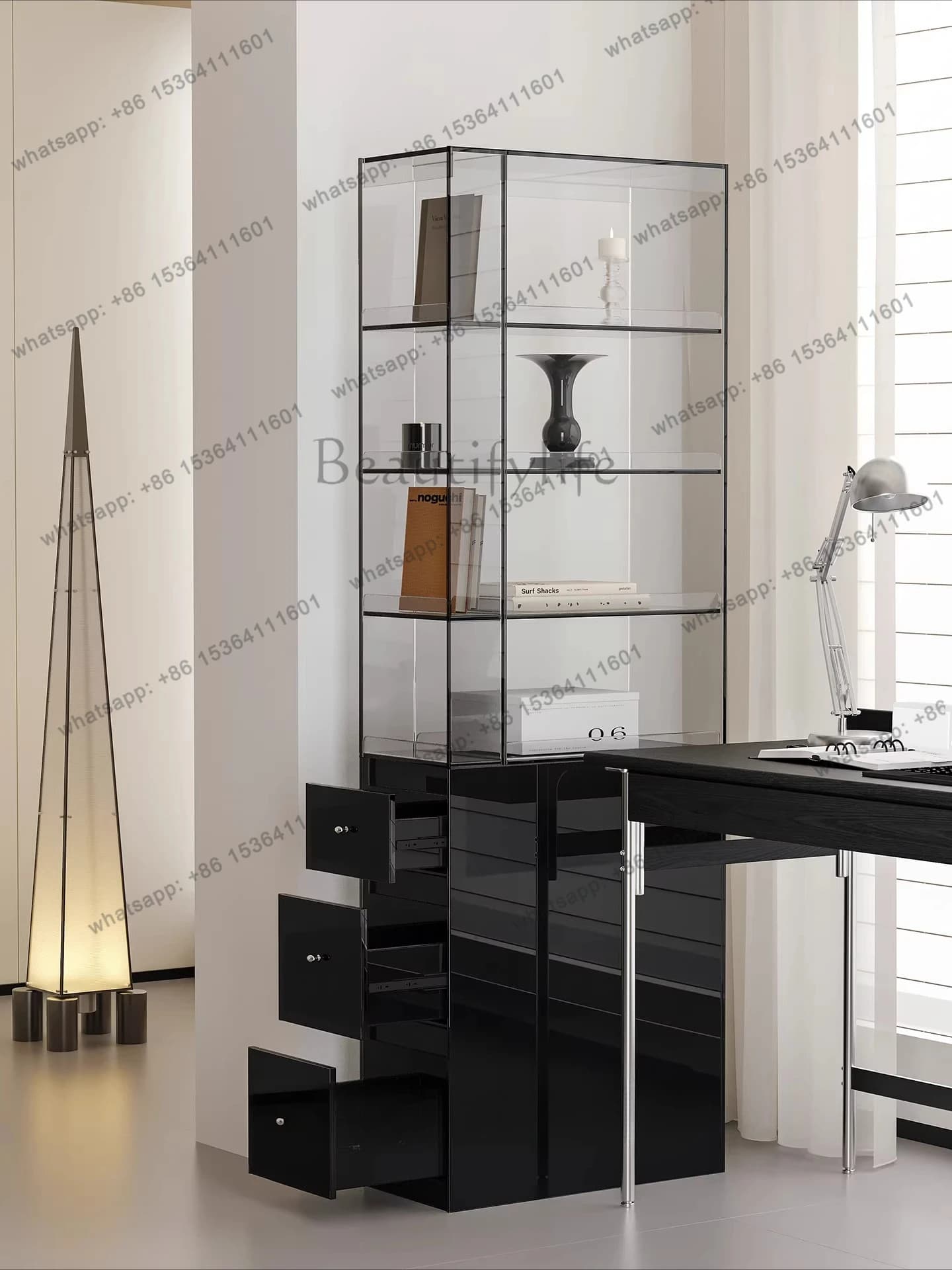 Display cabinet Acrylic storage display stand against the wall Dust-proof household transparent ornament display cabinet