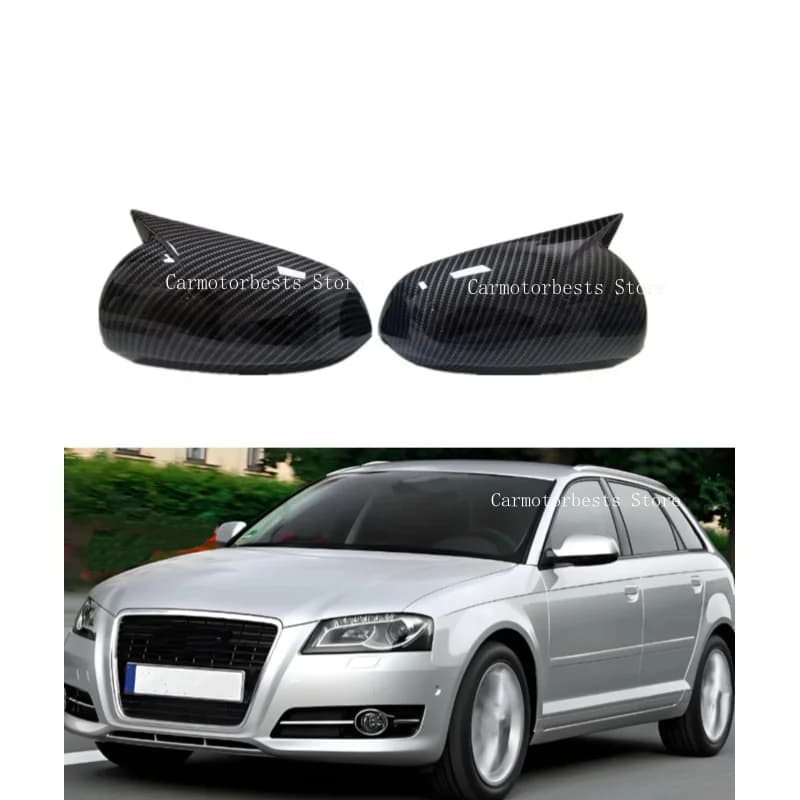 Car Sticker Rearview Side Mirror Cover Fit For Audi A3 S3 A4 S4 B6 A6 C6 Wing Cap Exterior Door Rear View Case Trim Carbon Fiber