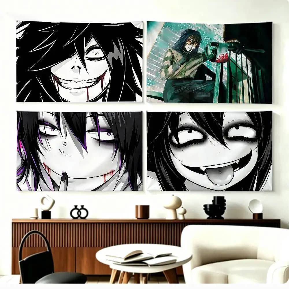 Urban Legend Figure Jeff the K-Killer   Flags Wall Hanging Background Art Banner for Bedroom Home Outdoor Decor