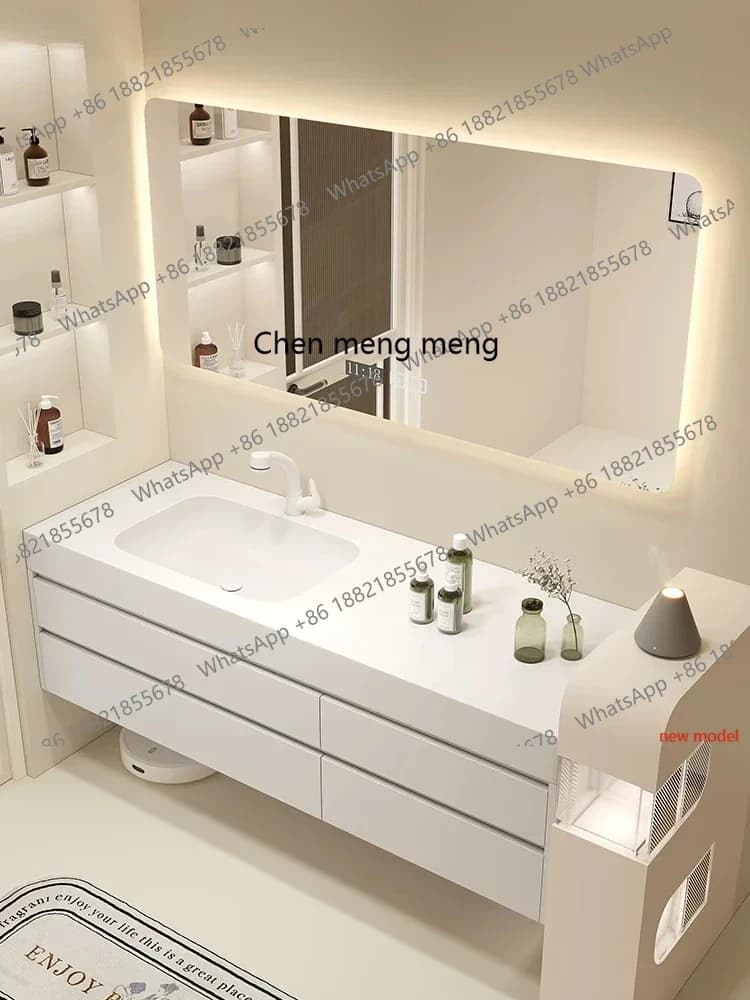 N138Simple, Corian integrated basin bathroom cabinet combination, bathroom washstand bathroom customization