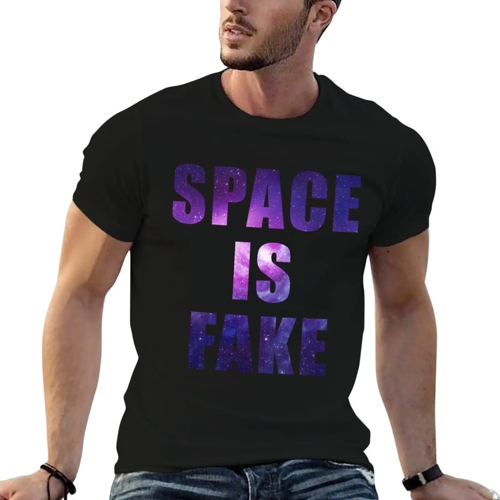 SPACE IS FAKE T-Shirt plus size clothes quick drying men workout shirt