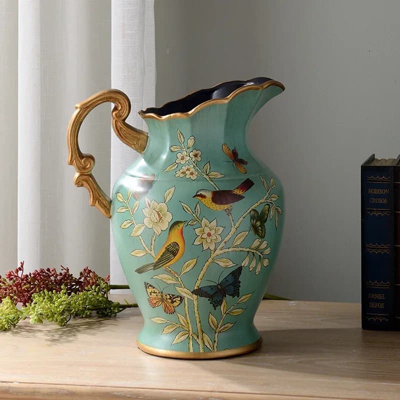 Vintage American-Style Ceramic Flower Vase Distressed Imitation Bottle Slanted Mouth Home Ornament Stylish Artwork