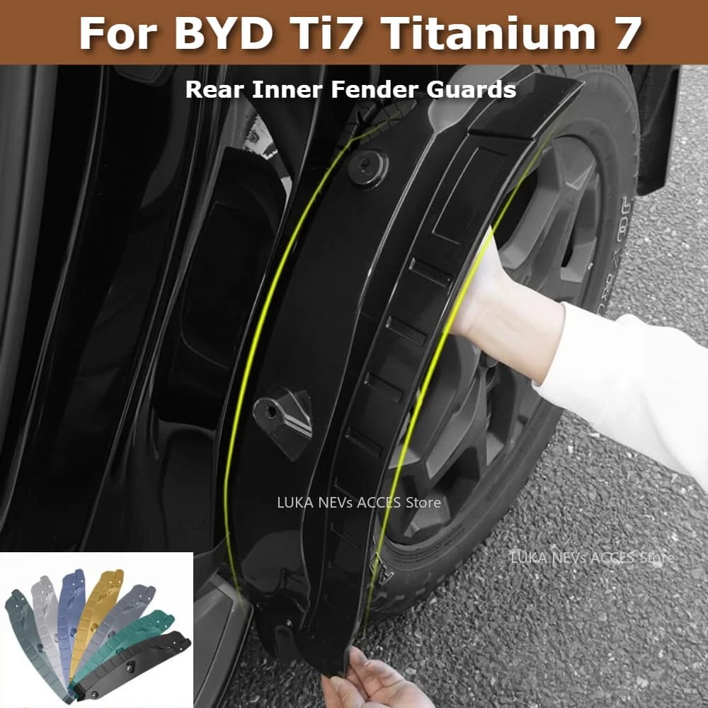 For BYD Ti7 Leopard Titanium 7 2025+ Rear Wheel Well Liner Splash Guards Set No-Drill Mud Sand Protector Exterior Protection Kit