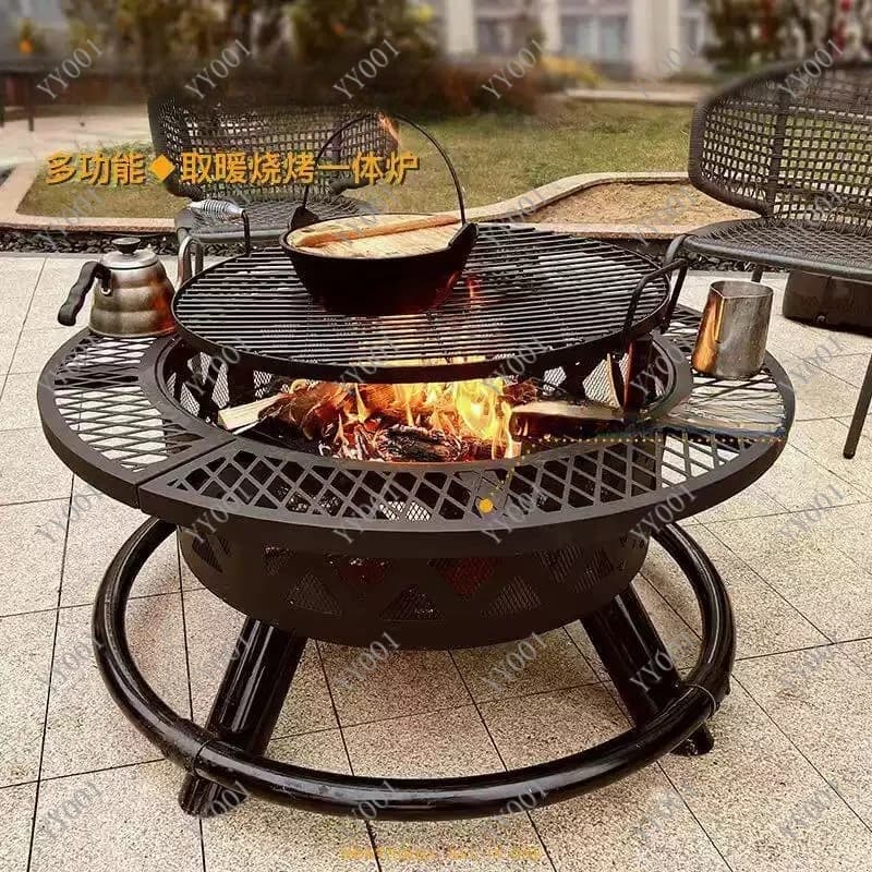 Indoor Outdoor BBQ Grill Multifunctional Charcoal Fire Plate Villa Heating Barbecue Table
