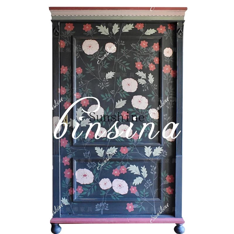 ] French retro solid wood wardrobe/living room storage/wabi-sabi bedroom storage  FT