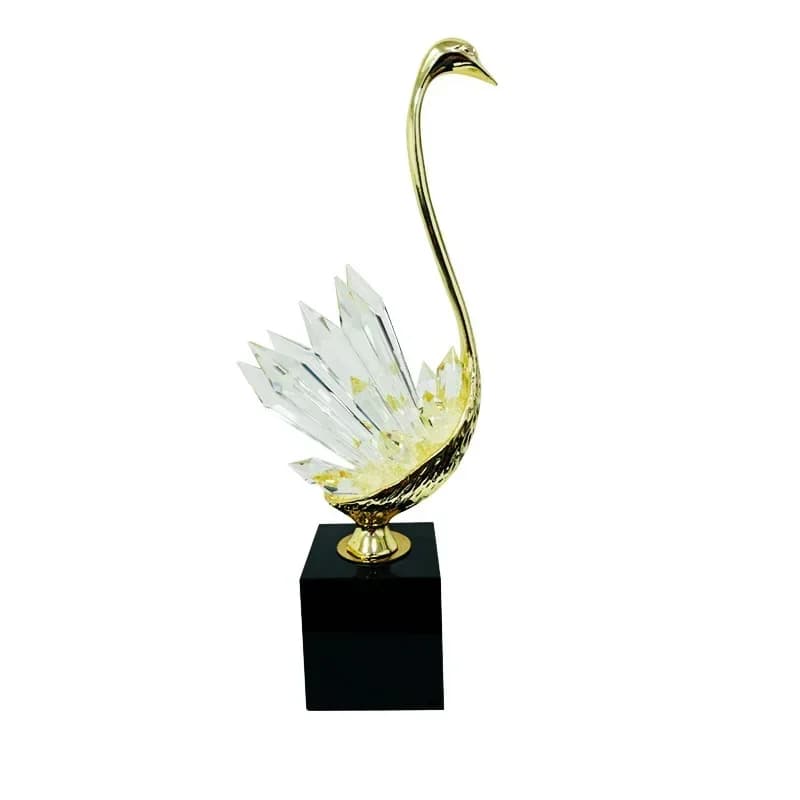 Light luxury crystal swan ornament, high-end sense, living room knot, decoration crafts