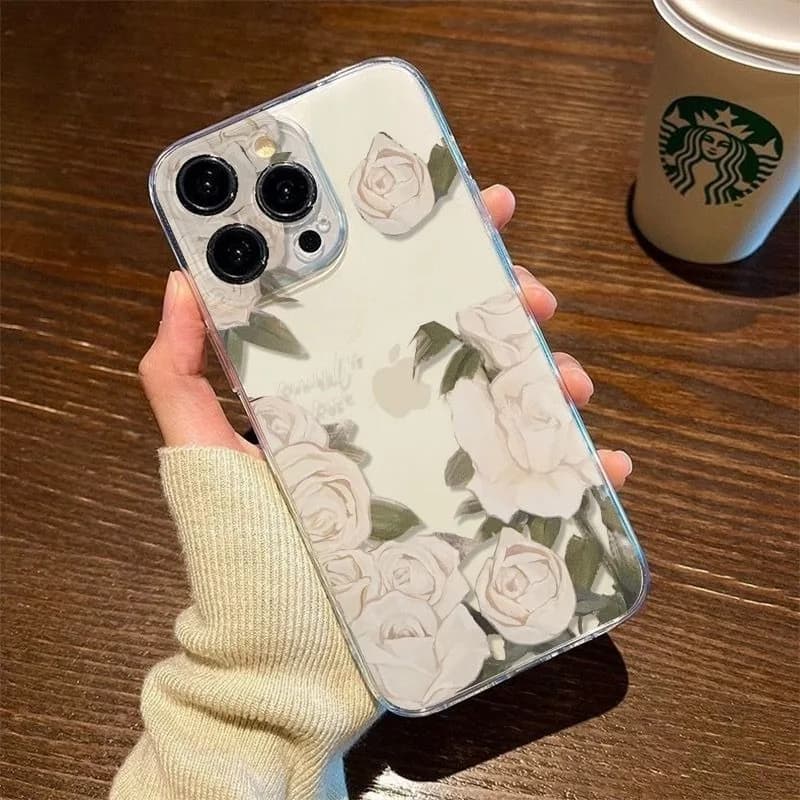 Elegant White Rose Case For Samsung A02 A03 A10 A20 A50 A11 A31 A51 A71 A12 A13 A22 A32 A52 A72 A23 A33 A53 A73 Phone Case