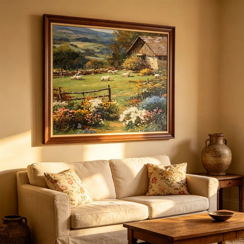 Farm Village Prints Mural Scenery Wall Art Picture Home Decor Living Room HD Poster Painting Christmas Gift for Boy Girl