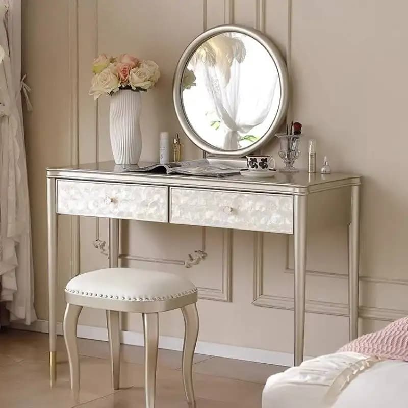 Girls Antique Wood Vanity Desk Luxury Decorations Salon Dressing Vanity Desk Bedroom Room Organizer Tavolo Trucco Furniture Home