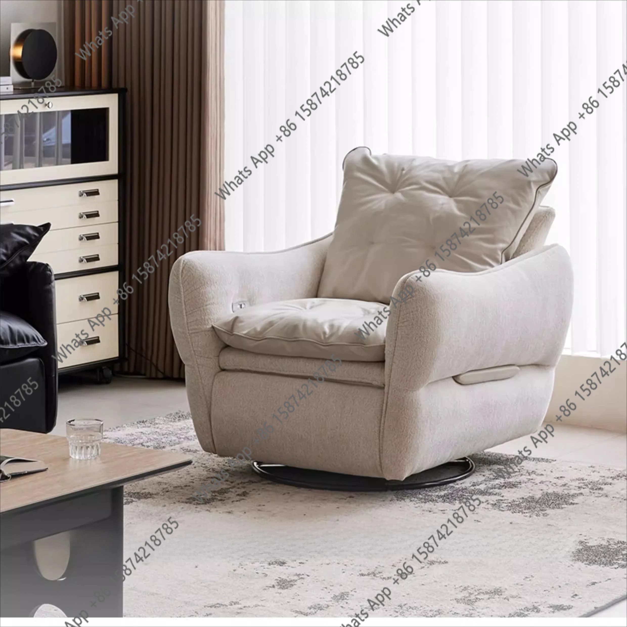 French cream style leather electric sofa living room single seat modern simple function sofa reclining reclining chair