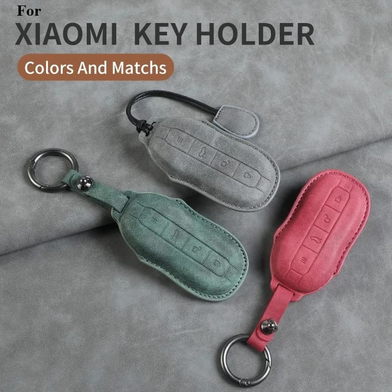 Leather Car Key Fob Cover Shell For Xiaomi SU7 SU7 Max SU7 Pro Smart Key Case Auto Accessories 2024 2025 Keyring Holder