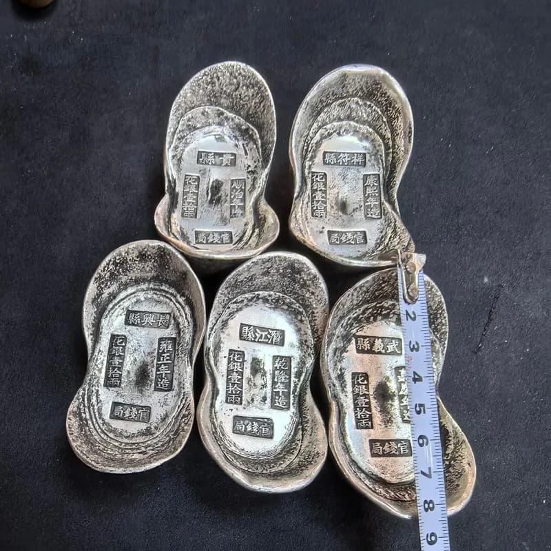 ingots  two   Five Emperors of the Qing Dynasty honeycomb   silver yuanbao collectible ornaments