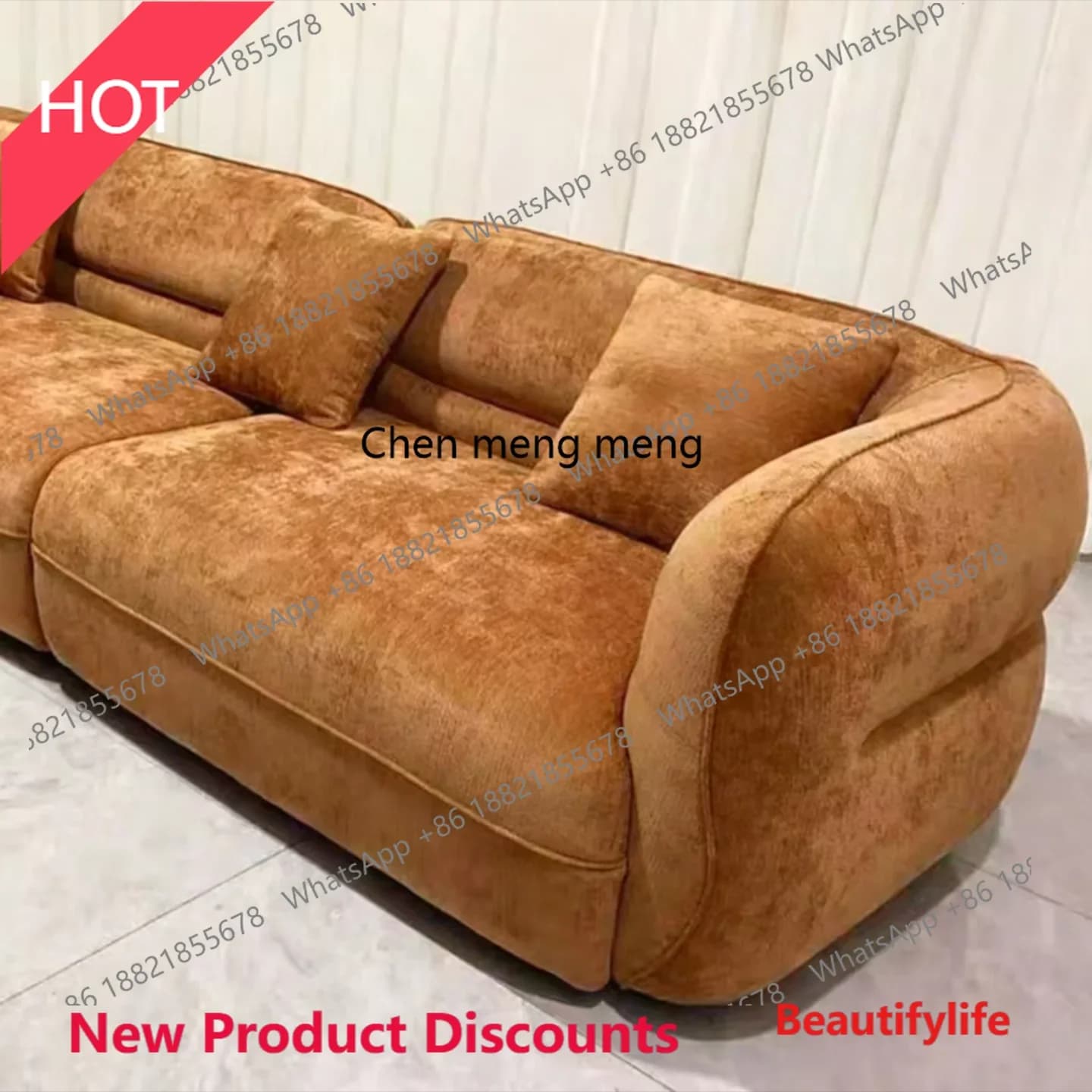 P32 Italian minimalist curved fabric sofa light luxury designer homestay special-shaped corner sofa