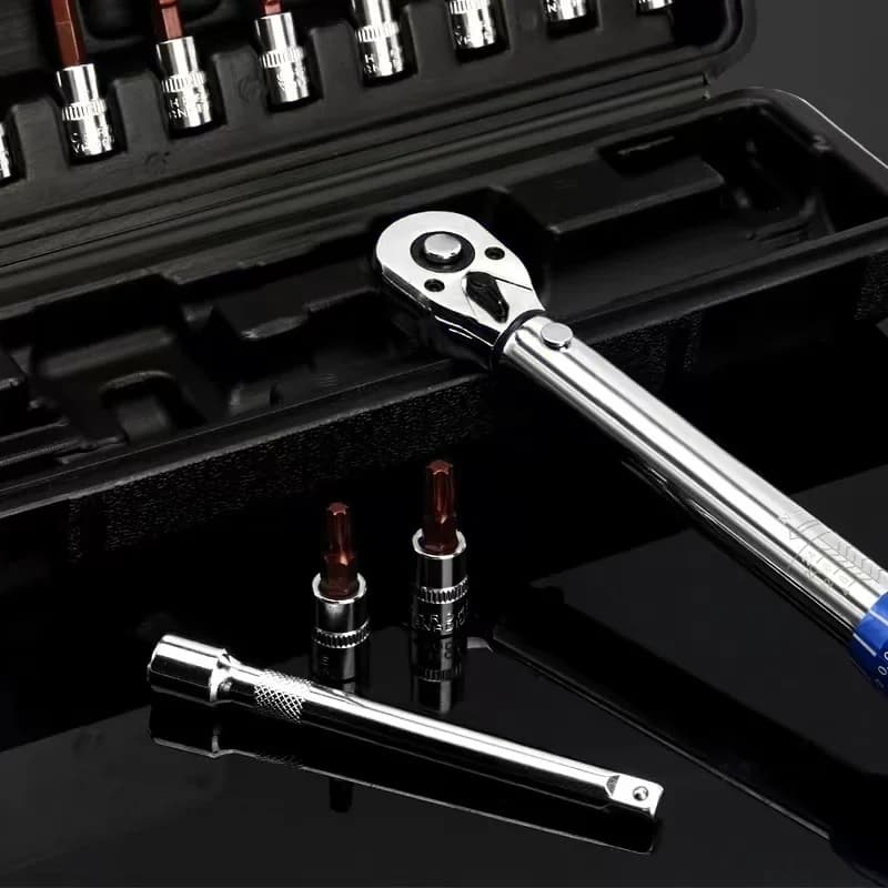 Bicycle Quick-release Torque Wrench Set 1/4" 2-24Nm Dual Direction Allen Key Tool Socket Preset Type Spanner Pro Repair Tool Kit