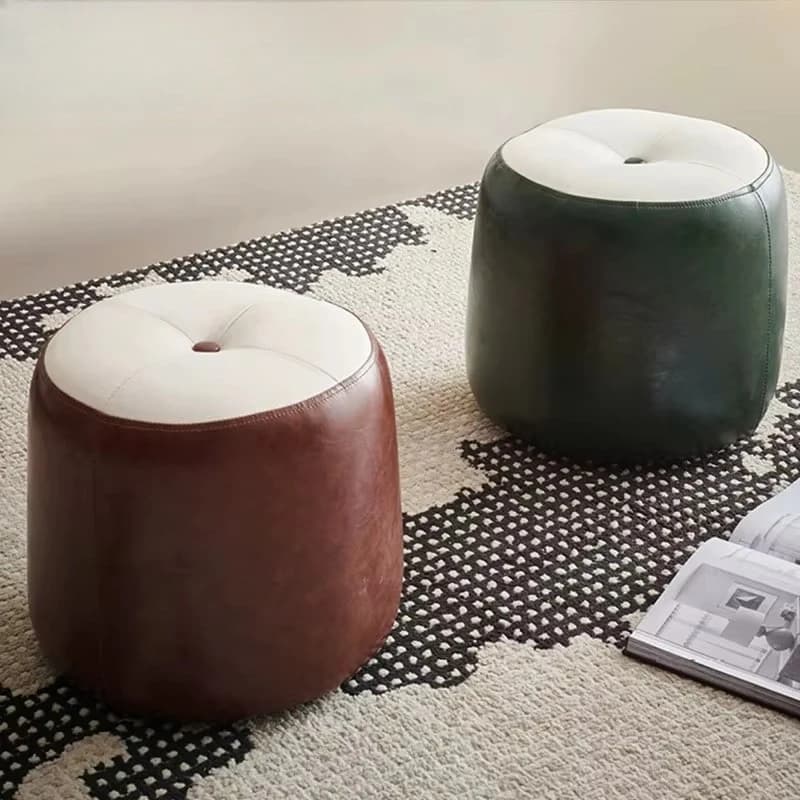 Modern round solid wood stools for living room furniture