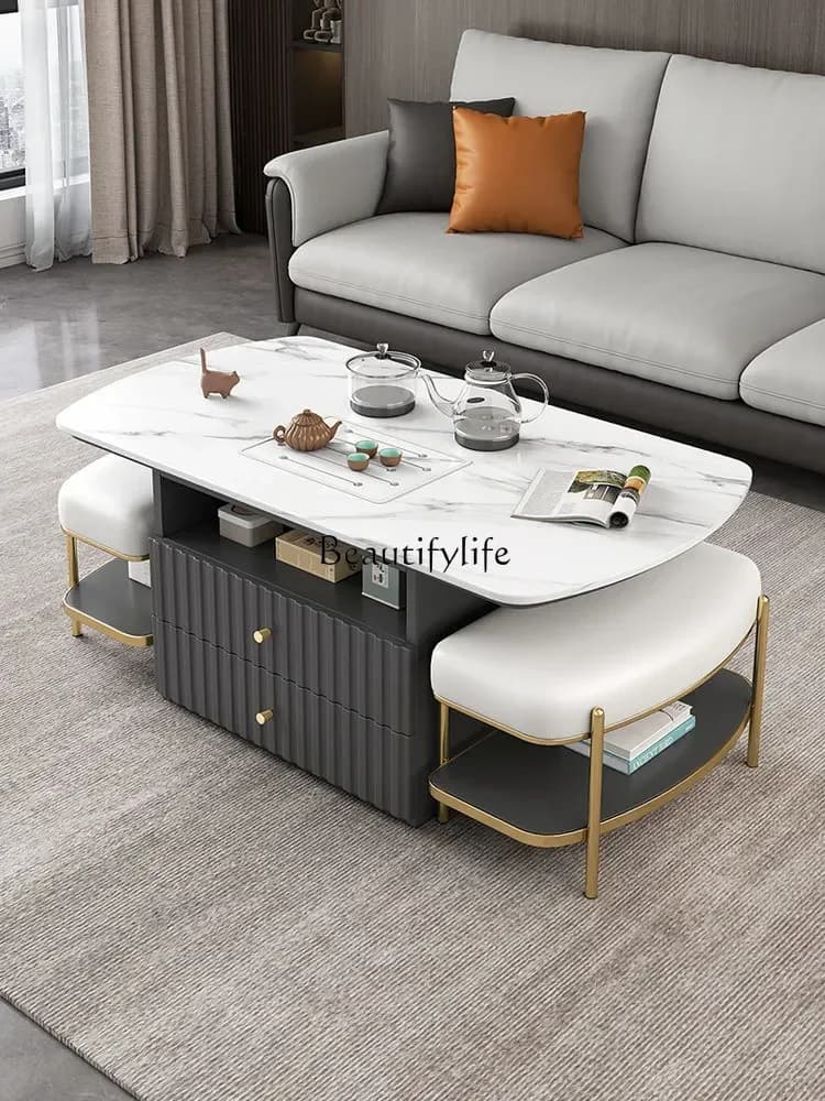 FG**Multifunctional rock slab coffee table Small apartment intelligent simple storage tea table