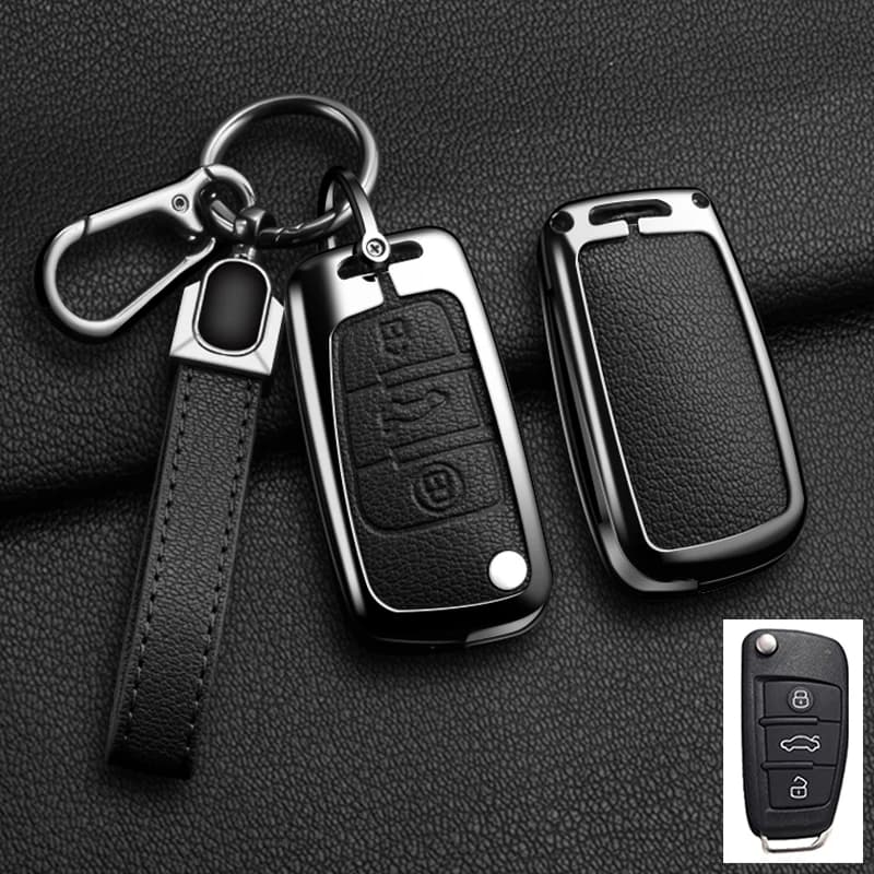 Suitable Alloy Leather Car Flip Key Case Cover Protector Shell For Audi A1 A3 A6 Q2 Q3 Q7 TT TTS R8 S3 S6 RS3 RS6 Accessories