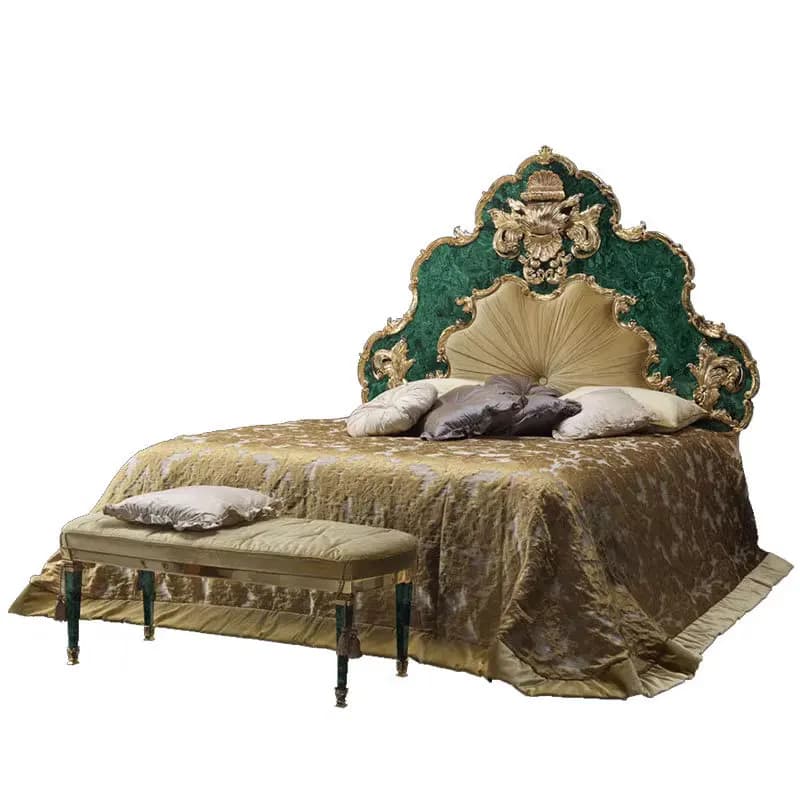 Solid wood carving flower double bed French court villa large bedroom marriage bed 1.8 meters 2 meters master bed