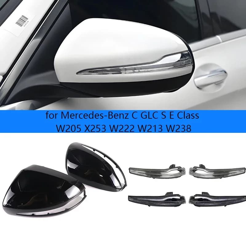 Left Right Heated Rearview Mirror Glass Cover & Turn Signal Light Lamp For Mercedes-Benz C E S GLC W205 X253 W222 W213 W238