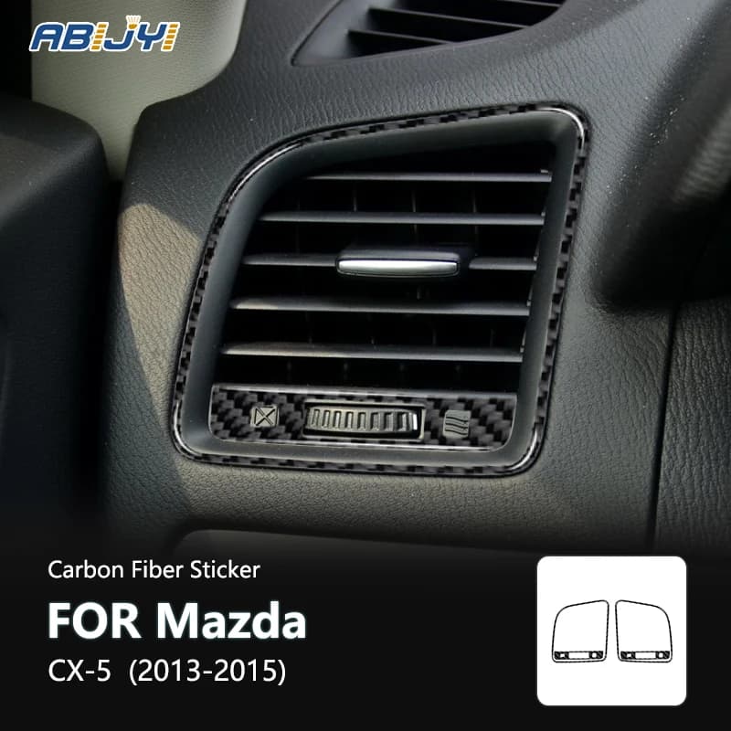 For Mazda CX-5 2013 2014 2015 Car Accessories Carbon Fiber Style Interior Left Right Vents Trim Cover Trim Sticker Decoration