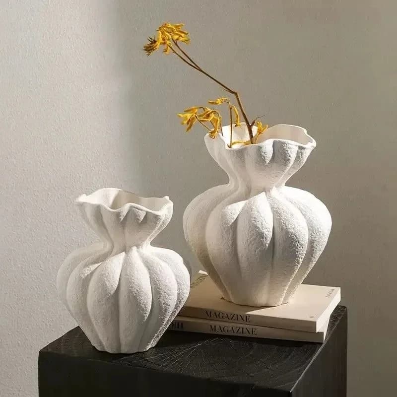 22cm White Vase Decoration Dining Table Living Room Antique Style Retro Art Floral Ware Home Decor