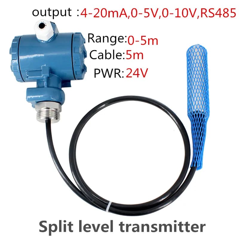 Split Submersible Water Level Pressure Sensor Transducer Liquid Level Transmitter 4-20mA 1-5V 0-10V RS485 QDY60A