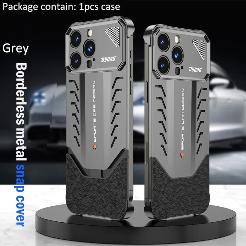 For iPhone16 Pro Max Super Sports Car Design Aluminum Alloy Heat Dissipation Metal Case For iPhone15 Pro 14 13 Metal Phone Cover