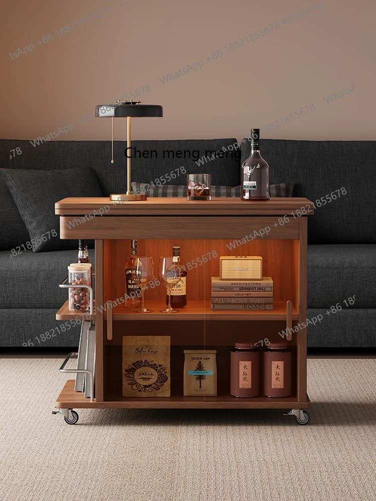 Solid wood coffee table living room household folding edge table removable small tea table sofa side cabinet