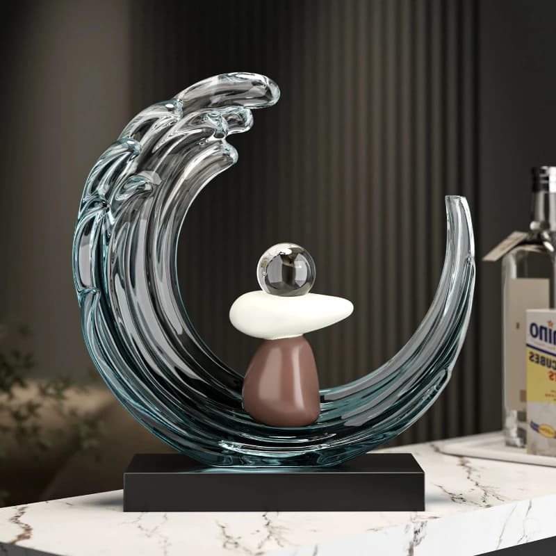 Home Decor Transparent Gold Foil Resin Artwork Luxury Craft Sculptures Home TV Cabinet Office Desktop Decoration Creative Gifts