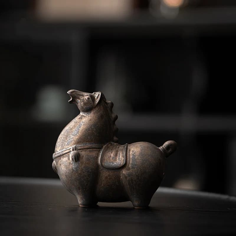 Ceramic Horse Statues Tea Pet Ornaments Creative Wealth Attraction Tang Ma Desktop Decorations Craft