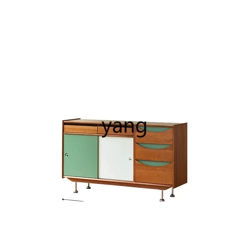 LH retro solid wood dining side cabinet medieval kitchen cabinet narrow storage cabinet