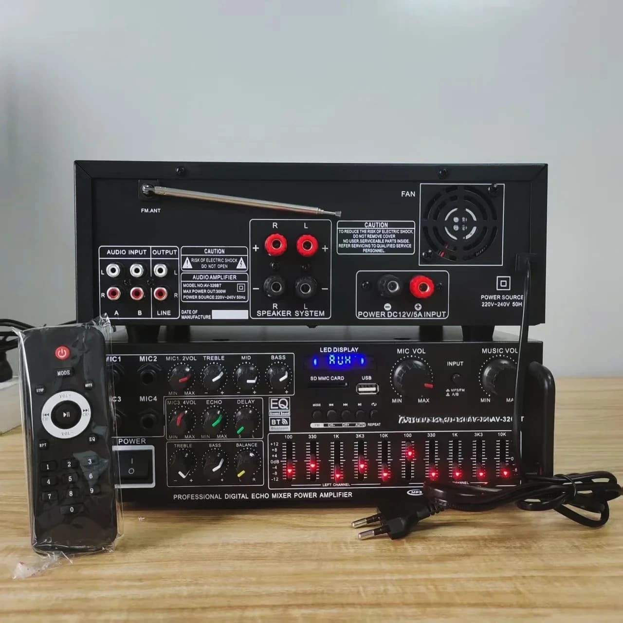 Amplificador  Potencia Doméstico Duraro  Alta Potencia 12V/220V con Bluetooth y Ecualizador EQ, Amplificador  Potencia  Doble Pr