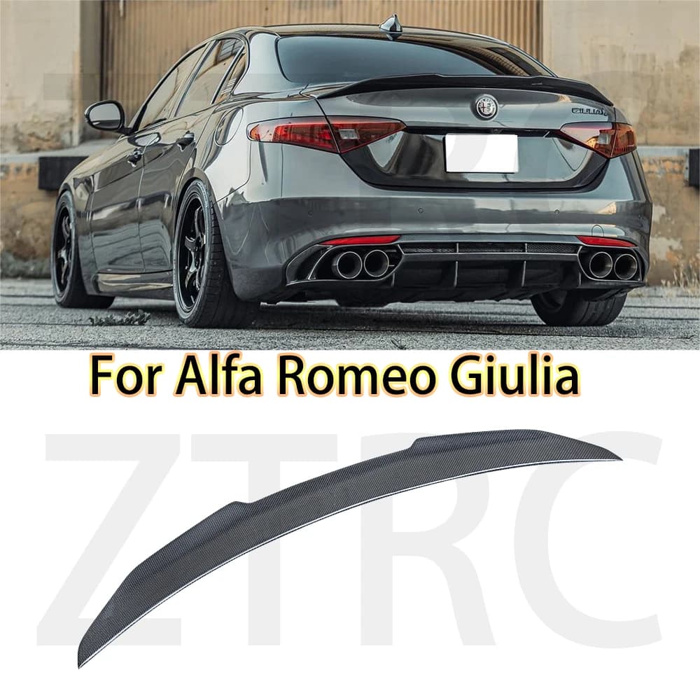 Car Spoiler For Alfa Romeo Giulia PSM Style Real Carbon Fiber Material Rear Spoiler Trunk Wing