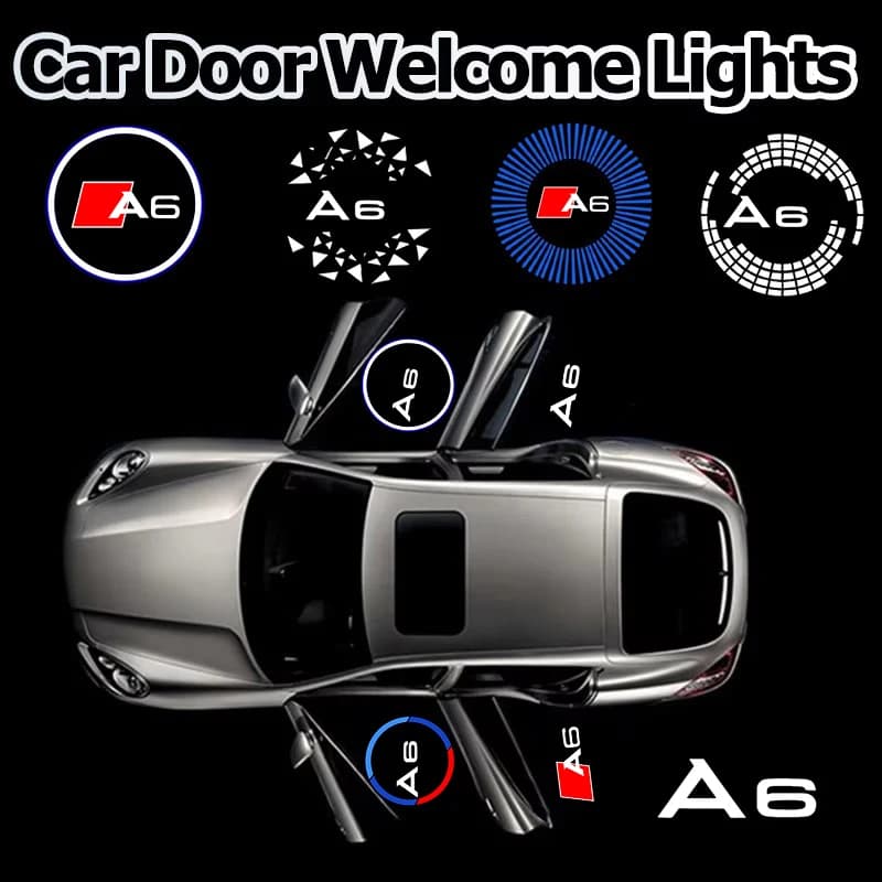 2PCS LED Car Door Courtesy Logo Welcome Ghost Shadow Projector Lamps Styling Accessories For Audi A6 Auto Decor Accessories
