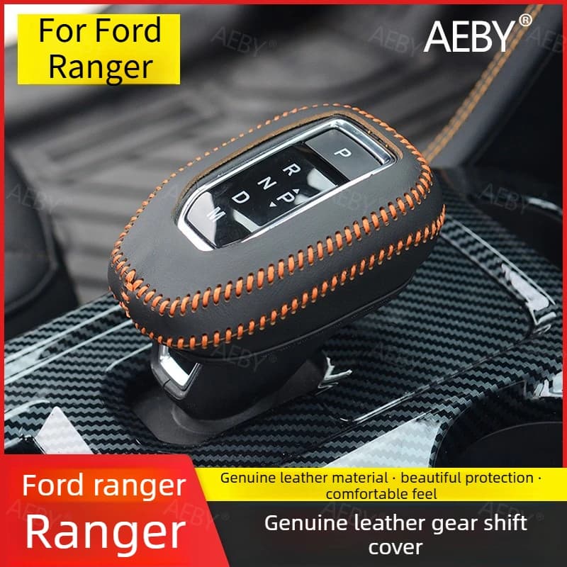 For Ford Ranger 2022-2026 Leather Shift Knob Cover, Protective Cover Is Anti-Slip and Wear-Resistant, Hand-Sewn Handle Cover