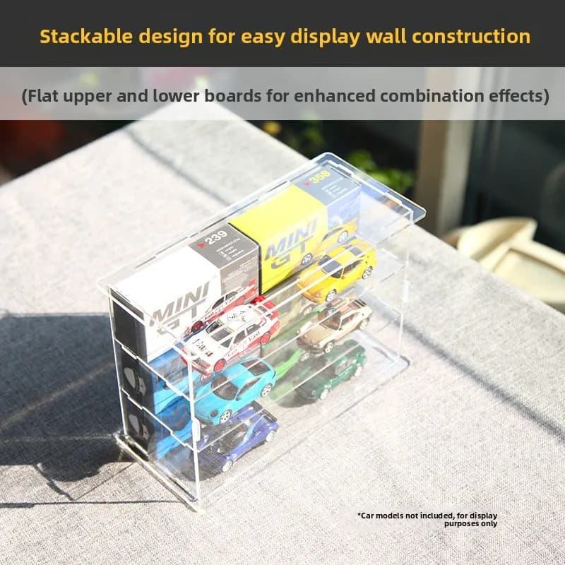 Stackable Open-Top GT Car Model Display Box Three-Layer Storage Case for MINIGT Collectibles Car Protection Display