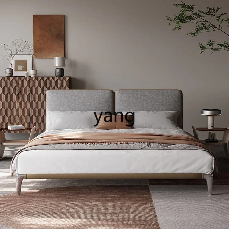 LMM light luxury modern minimalist high PC and console game bedroom double bed solid wood wedding bed