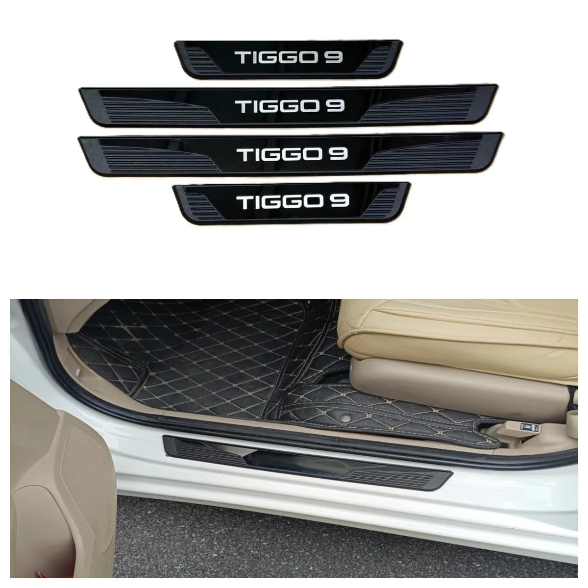 For Chery Tiggo 9 2027 2026-2023 Car Door Sill Protector Trim Sticker ABS Stainless Steel Interior Mouldings Auto Part Accessory