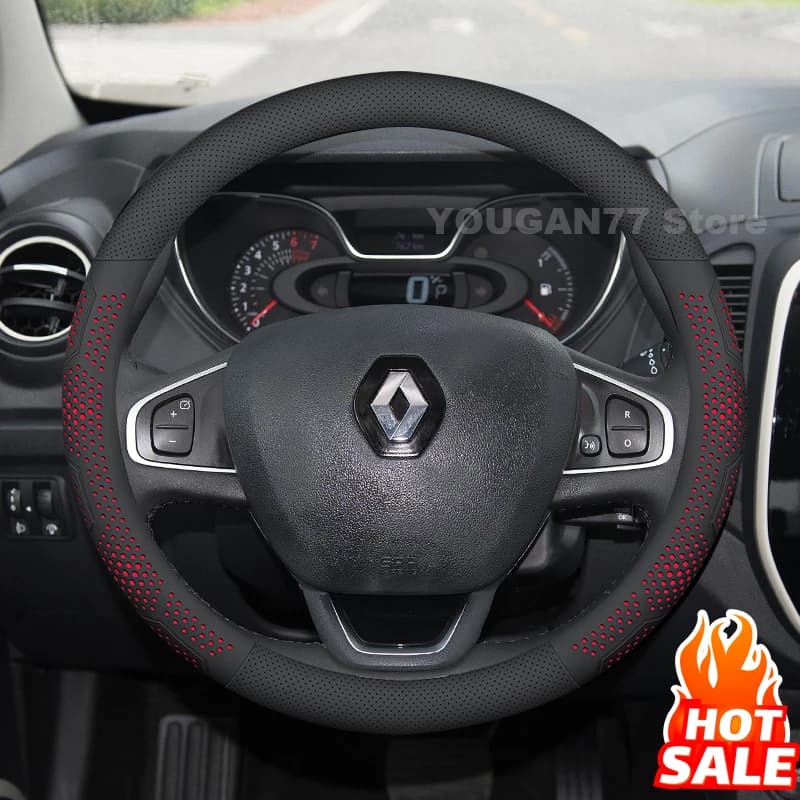 Leather Car Steering Wheel Cover For Renault Captur Clio 2014-2024 2025 Non-slip Auto Steering Wheel Renault Captur Accessories