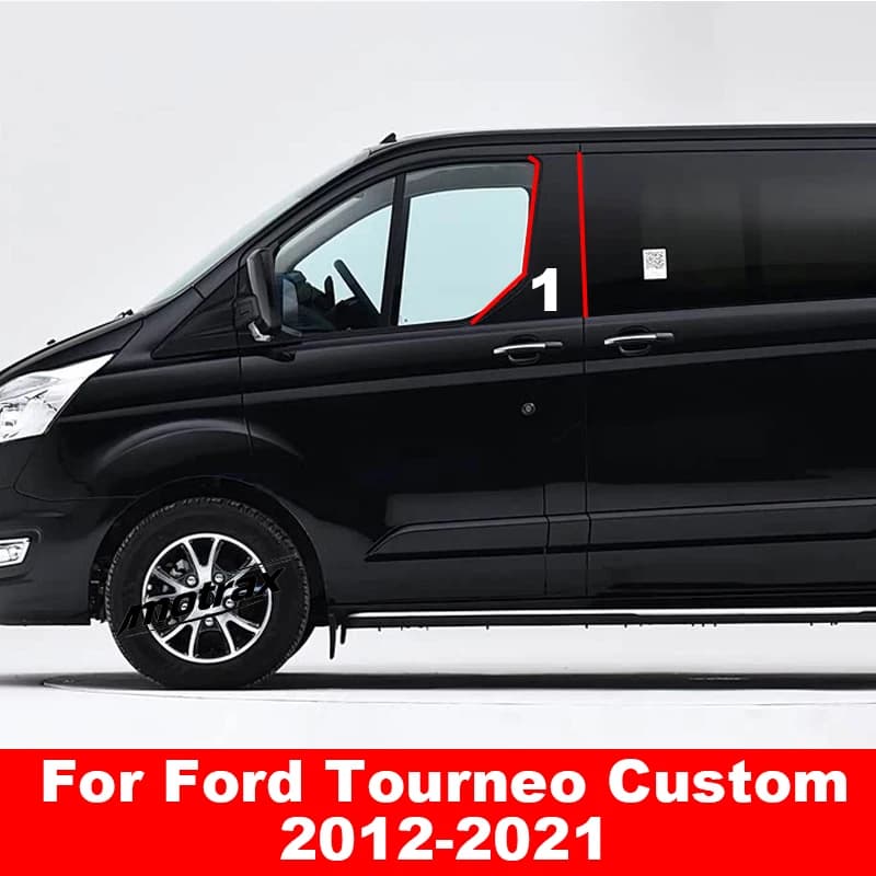 For Ford Tourneo Custom 2012-2021 Glossy Car Door Window Frame Center B C Pillar Post PC Sticker Middle Column Mirror Cover