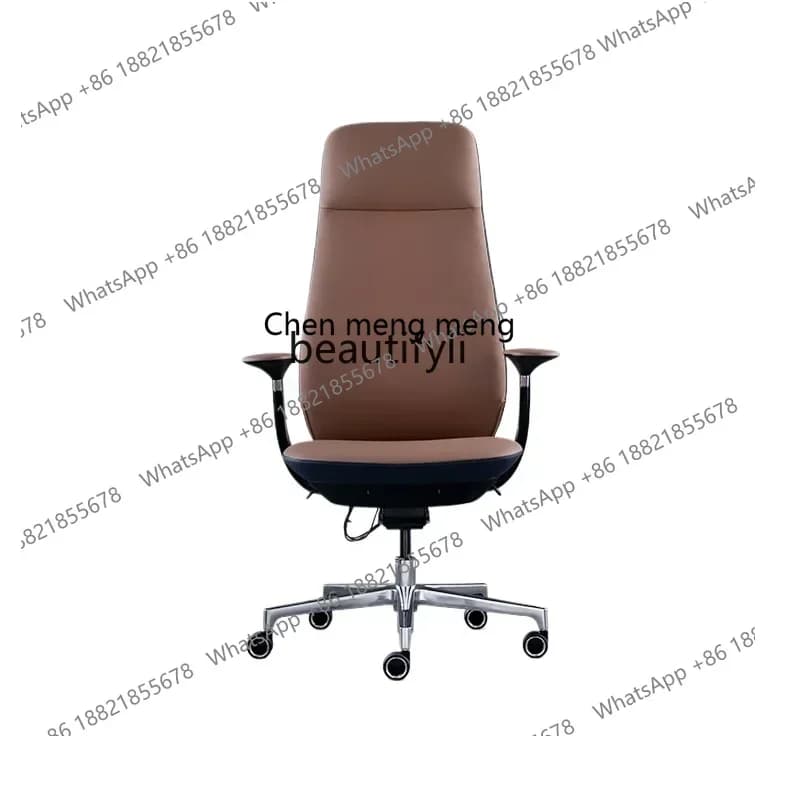 182AItalian light luxury leather boss office comfortable computer chair high-end president swivel chair reclining study chair