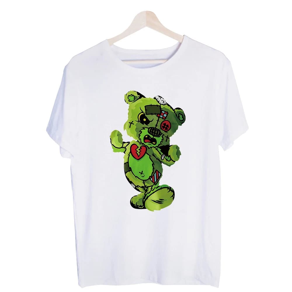 Men's Frankenstein Bear Graphic Tee, Short Sleeve Crew Neck T-Shirt for Streetwear and Casual Outfits