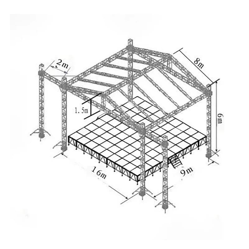 Square Portable Stage for Outdoor Concert Aluminum Alloy Stage or Truss Arc System Complete Set Stage Truss