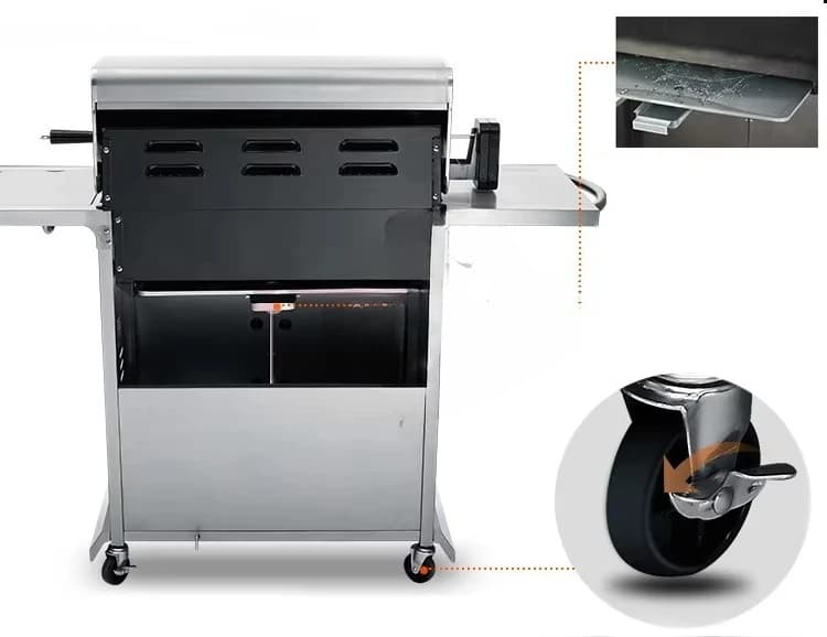 for IT-6098 Gas BBQ Outdoor Stainless Steel with Trolley Outdoor Professional China 7 Burner Gas BBQ Smokeless BBQ