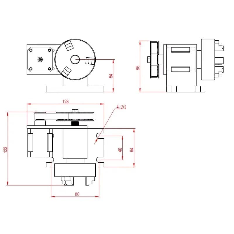 65mm 3 Jaw CNC Router Chuck Rotary Axis Tailstock for CNC Lathe Machine Tools Accessories