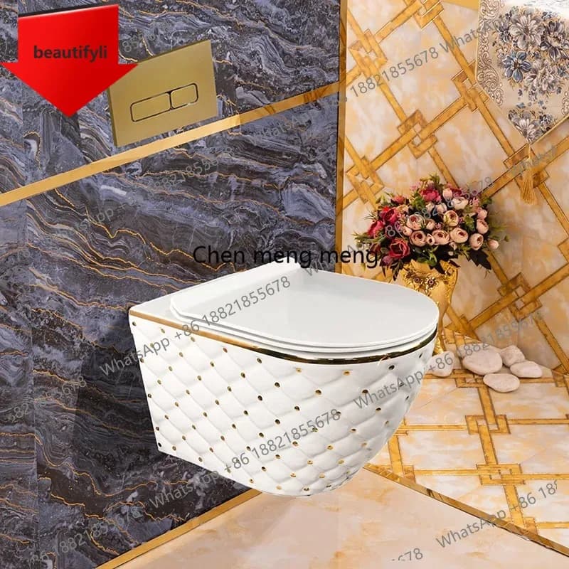 A17 Black gold wall row wall-mounted toilet Small apartment household pre-buried hidden suspended toilet